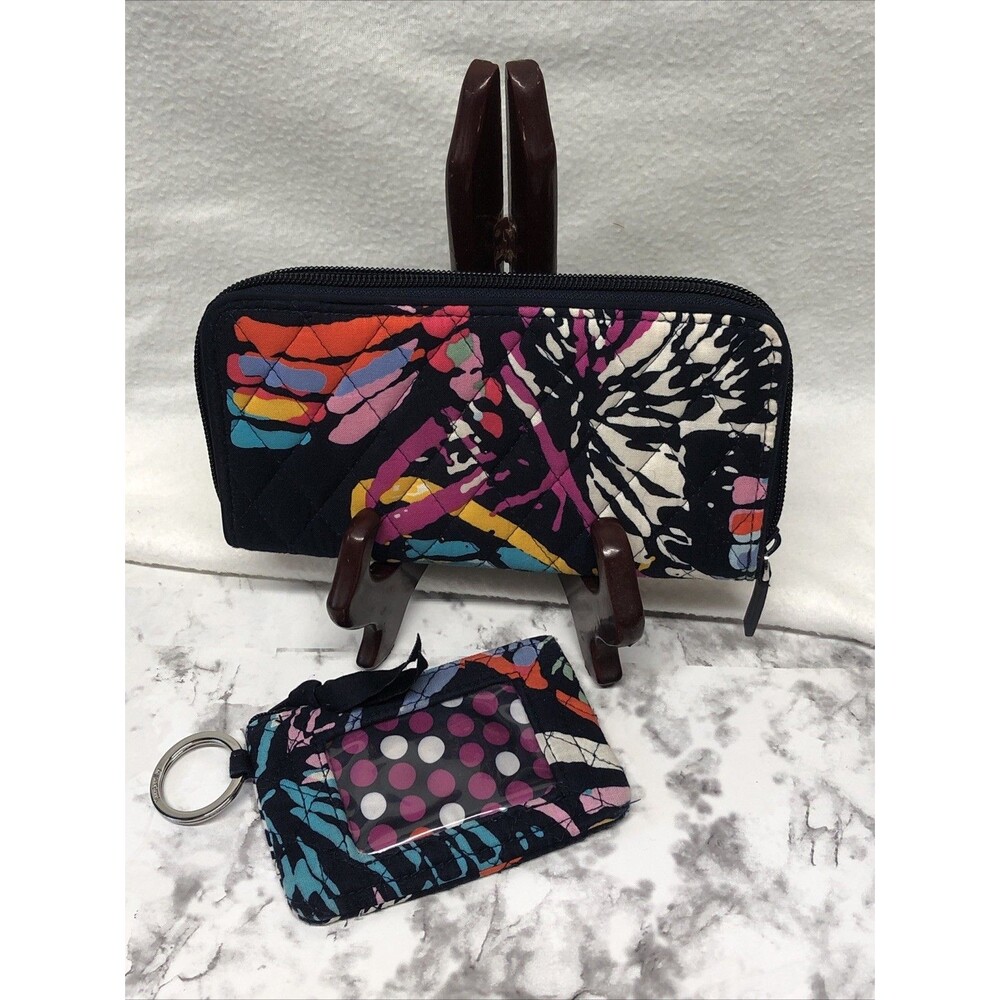 Vera Bradley Wallet & Zip ID Case Set Butterfly Print Quilted Multicolor
